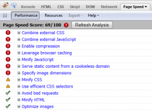 Google Page Speed Tool Analyse Beispiel