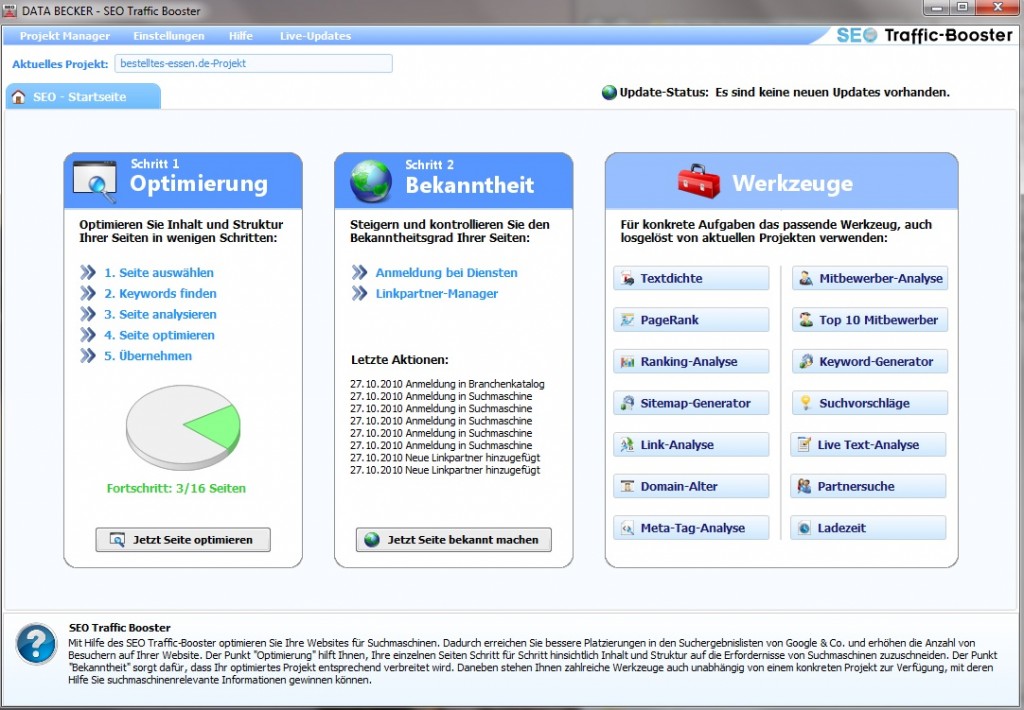 Startseite des Traffic-Boosters