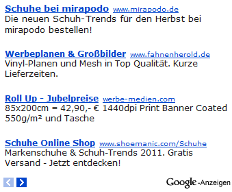 Einige Beispiele für Google AdSense-Anzeigen.