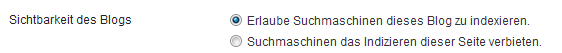 Sichtbarkeit bei WordPress