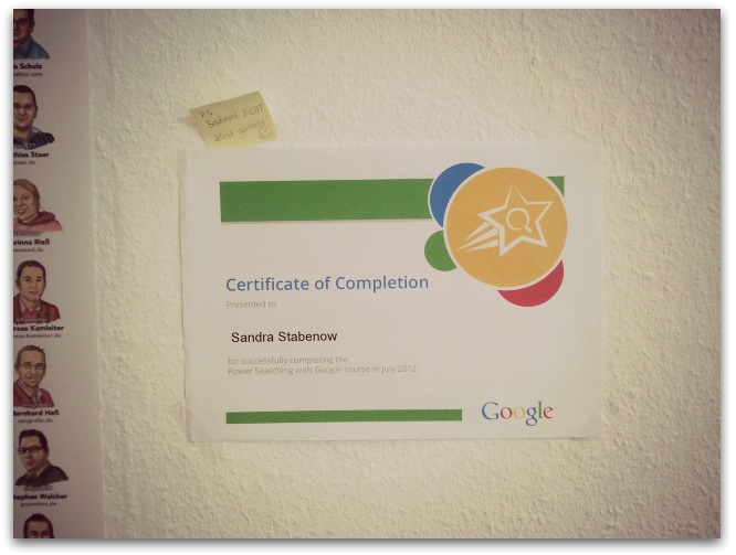 google certificate vom power searcher kurs