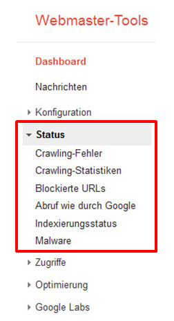 Status – Webmaster Tools