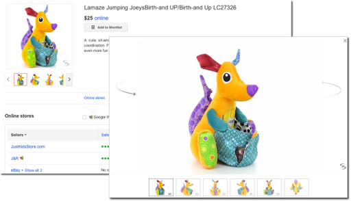 Google Shopping 3D-Ansicht eines bunten Spielkängurus