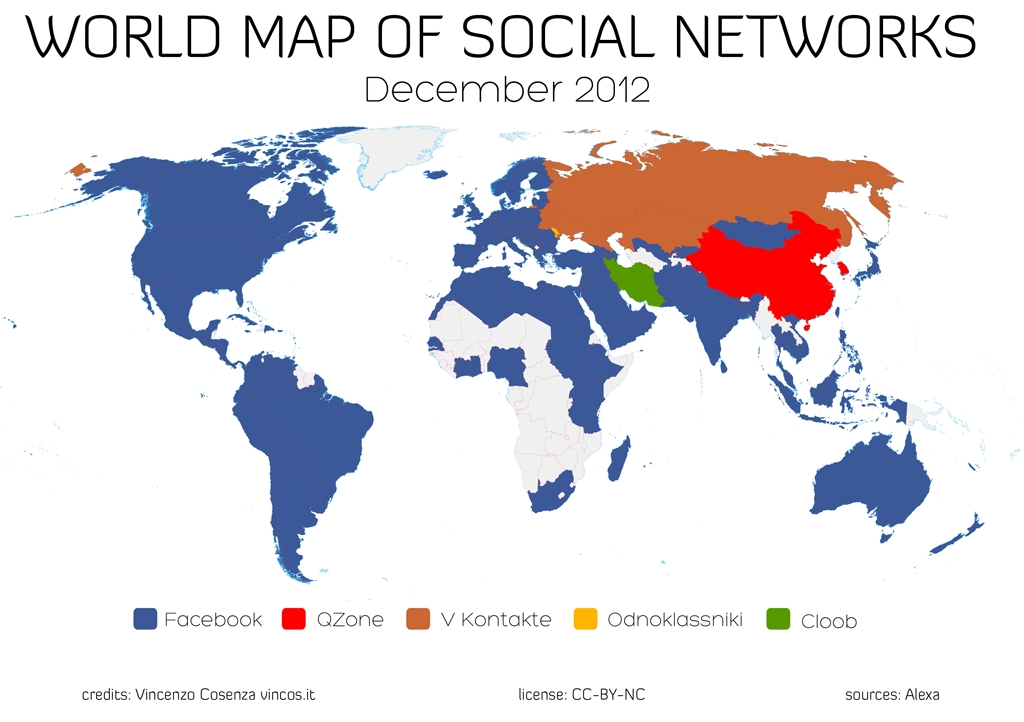 World map of social networks2012