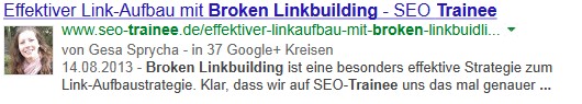 Snippet mit Authorship Markup