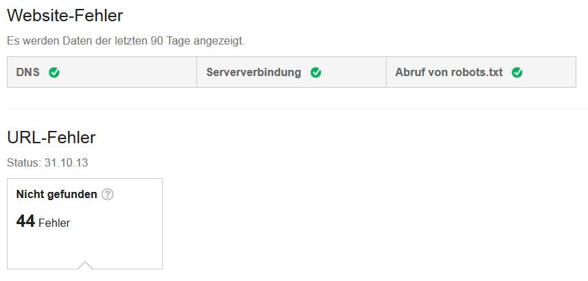 Google Webmaster Tools Crawling-Fehler