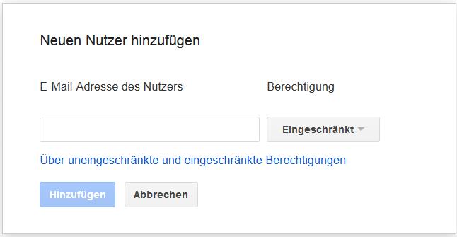 Google Webmaster Tools Nutzer hinzufügen