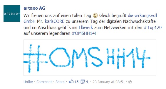 Screenshot von Facebook zum omshh14