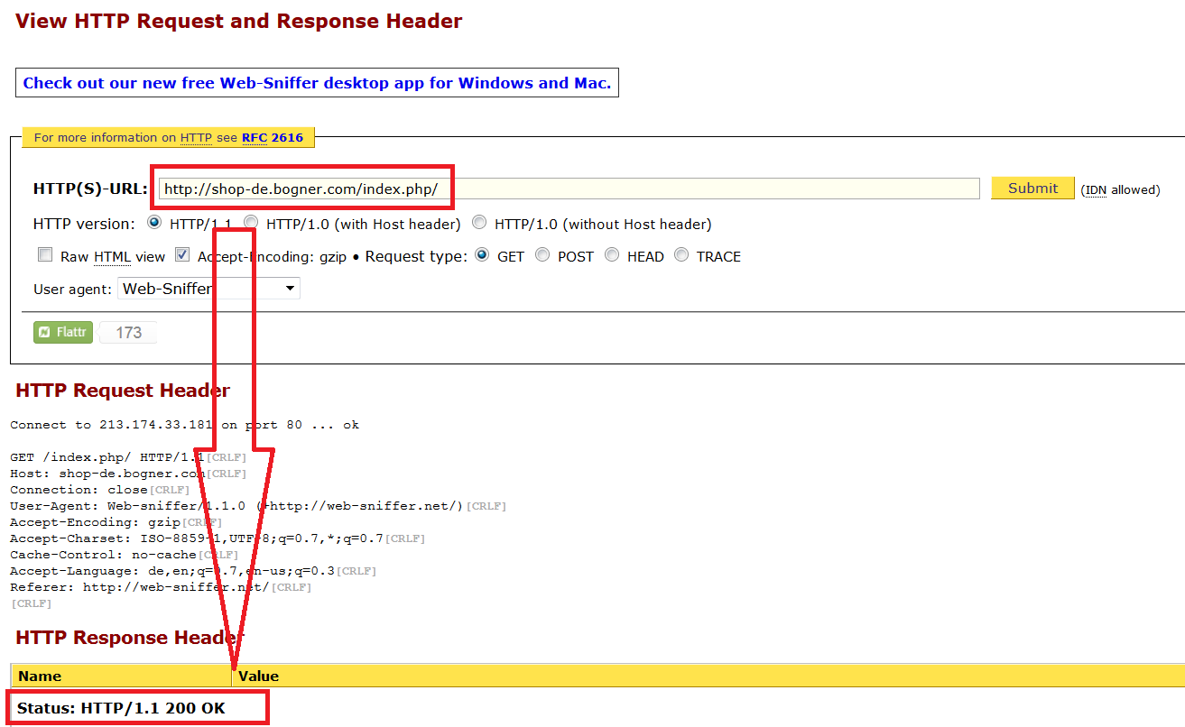 websniffer duplicate content startseite