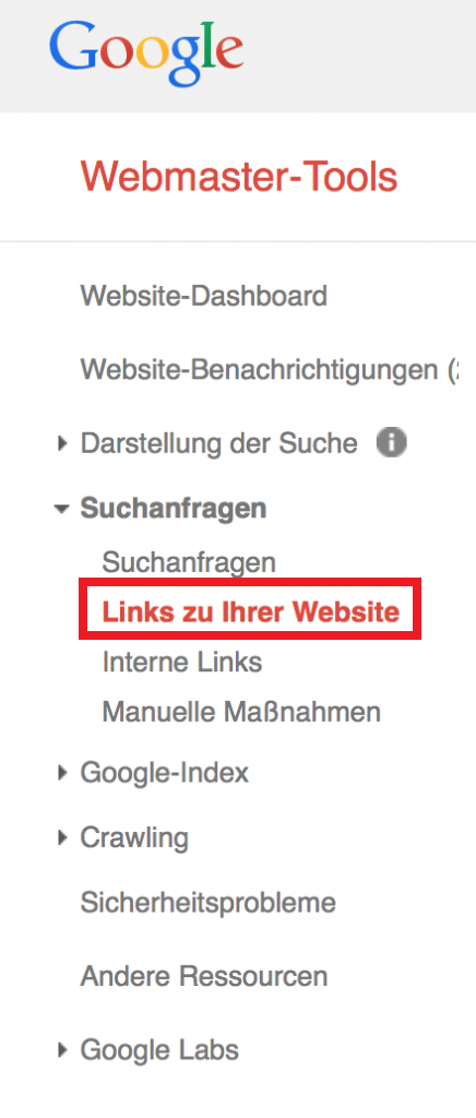 Links-die-auf-die-eigene-Webseite-zeigen-Google-Webmaster-Tools