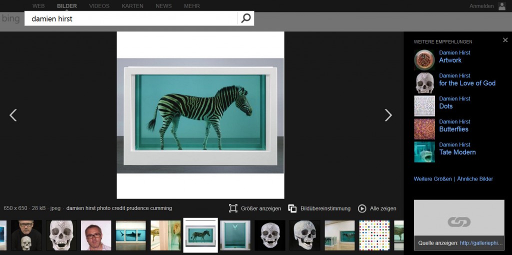 Darstellung der Modern Image Search bei Bing