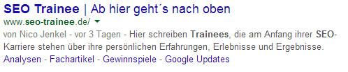 Snippet in den Suchergebnissen von Google