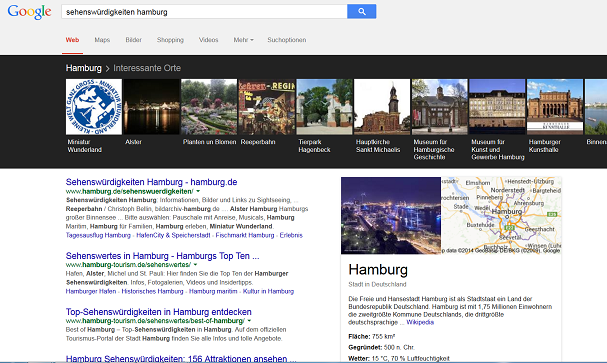 Knowledge Graph Ergebnis Hamburg