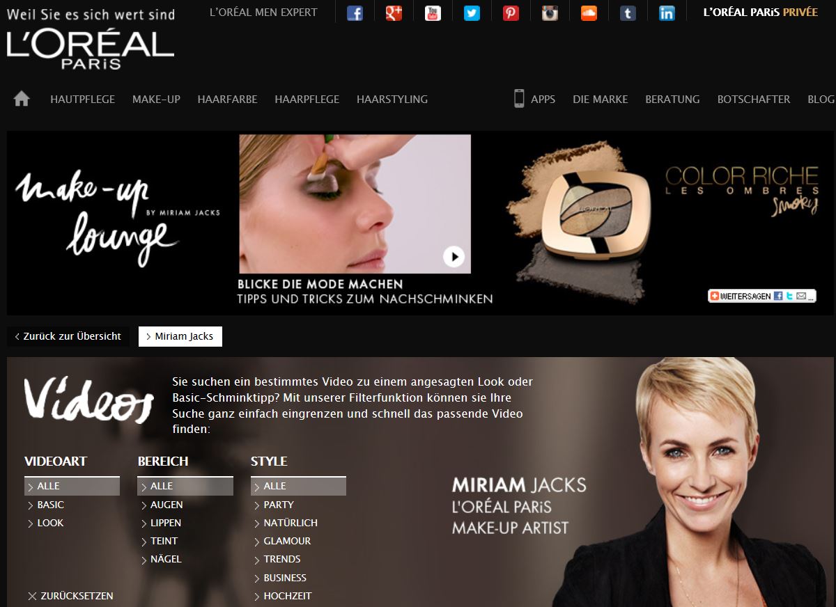 Content Marketing Beispiel L'Oreal