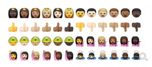 Emojis mit verschiedenen Hautfarben