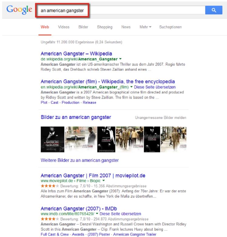 Screenshot SEOlytics Knowledge Graph American Gangster 2