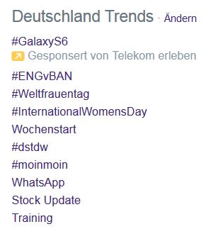 Screenshot Twitter Trending Topics Deutschland