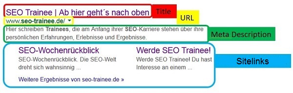 Snippet Beispiel SEO Trainee