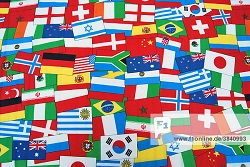 International flags, global, many