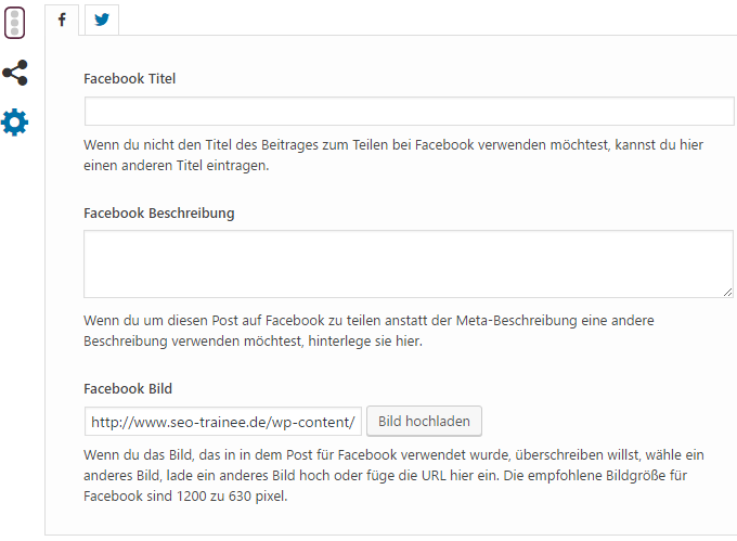 Social Posts bearbeiten in der Meta-Box