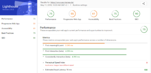 Screenshot Google Lighthouse