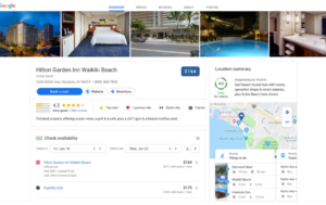 Hotelsuche auf dem Desktop bei Google