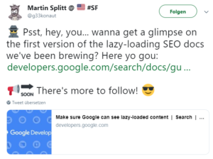 Screenshot von Twitter, Martin Splitt über Lazy Loading.