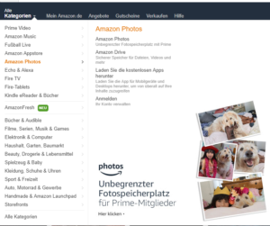 Mega-Menü bei amazon.