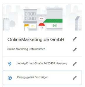 Die Visualisierung des Einzugsgebiets in Google My Business