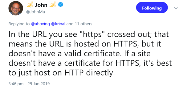 John Mueller über HTTPS und Zertifikate auf Twitter