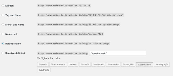 URL-Einstellungen unter WordPress