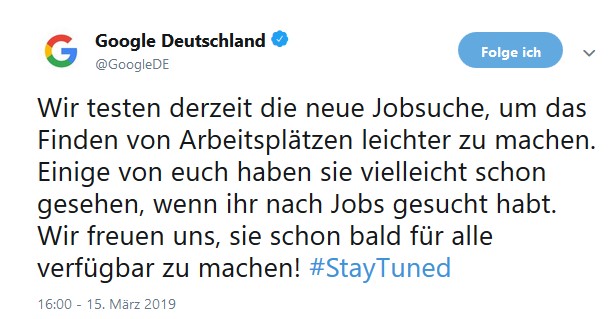 Die Google-Jobbörse wird auch bald in Deutschland verfügbar sein.
