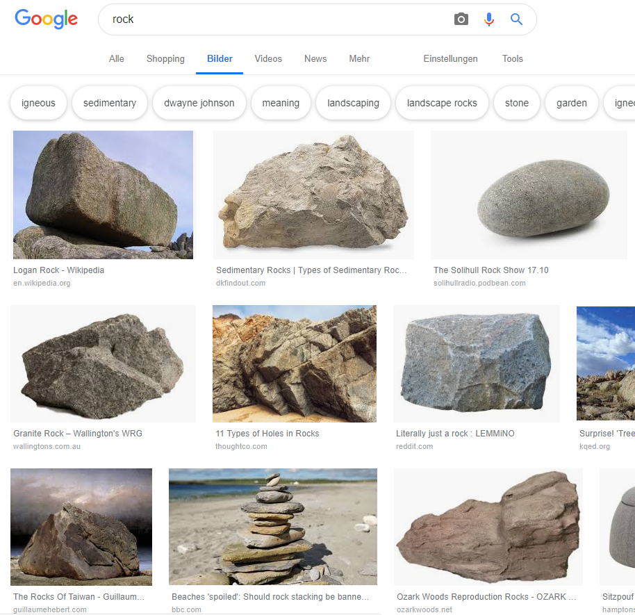 Google-Bildersuche in Deutschland zum Keyword „rock“. © Screenshot seo-trainee.de