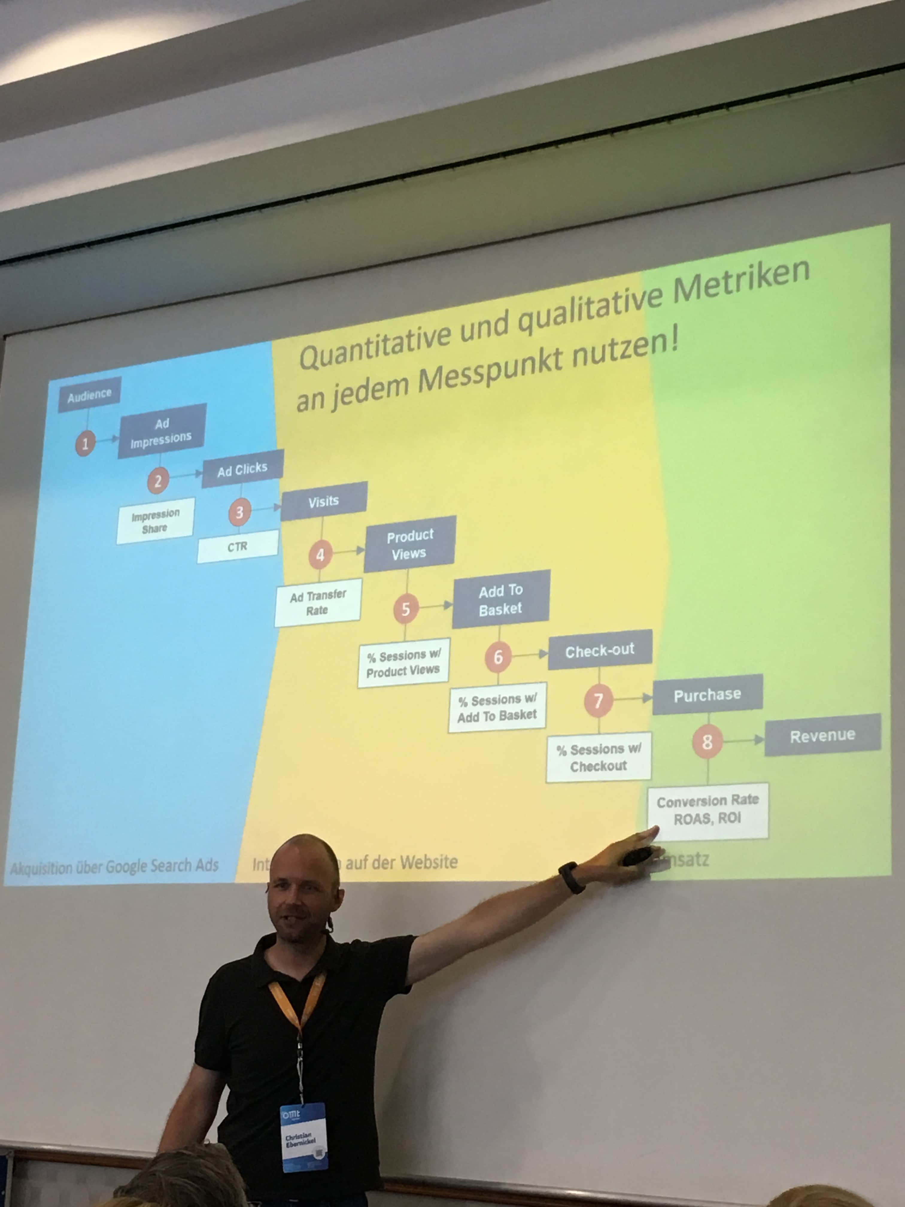 Christian Ebernickel erklärt welche quantitative und qualitativen Metriken wann gemessen werden können.