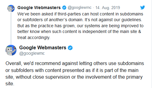 Google Webmaster äußert sich über Twitter zu White-Label-Seiten