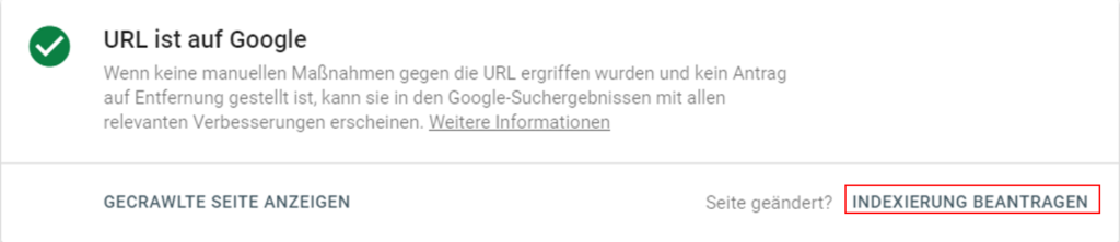 URL Indexierung beantragen