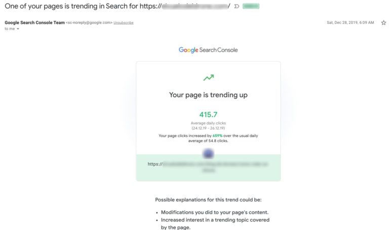 Google Search Console Benachrichtigung