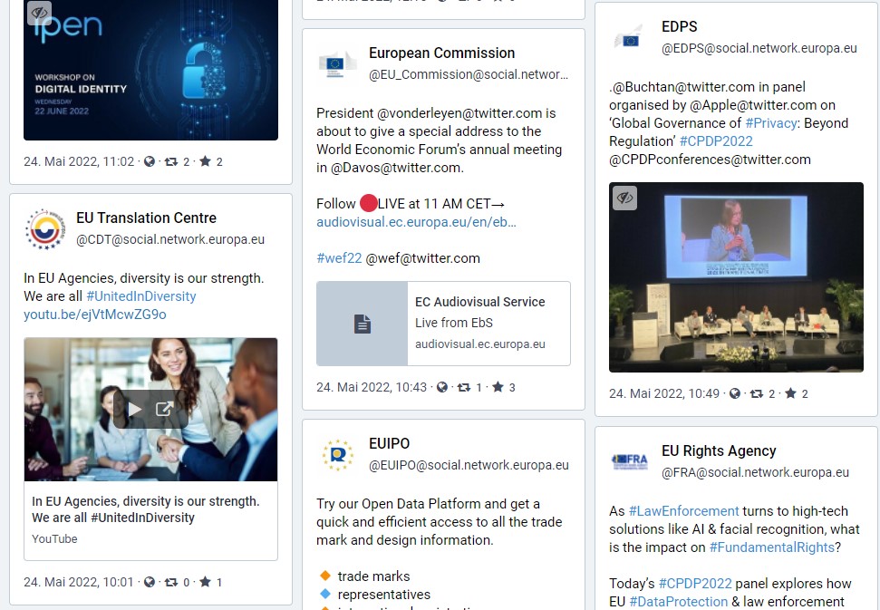Übersicht der Plattform EU Voice. Quelle: Screenshot EU Voice