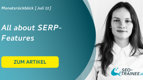 SEO-Monatsrückblick Juli 22: All about SERP Features. Beitragsbild