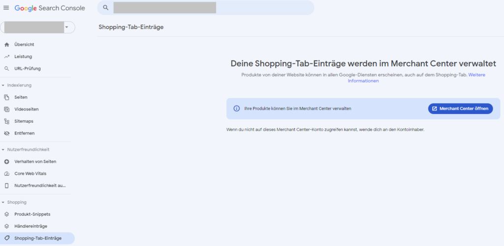 Der neue Shopping-Tab in der GSC