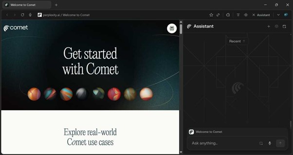 Perplexity Comet Startseite